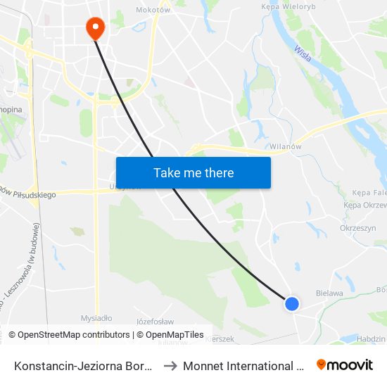 Konstancin-Jeziorna Borowa to Monnet International School map