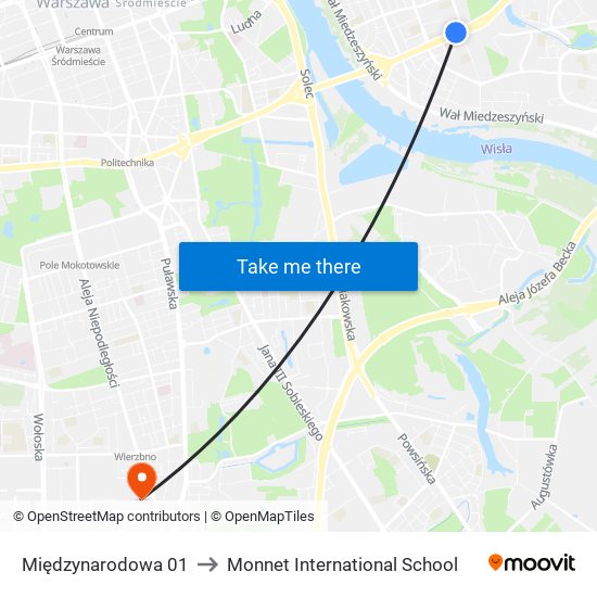 Międzynarodowa 01 to Monnet International School map