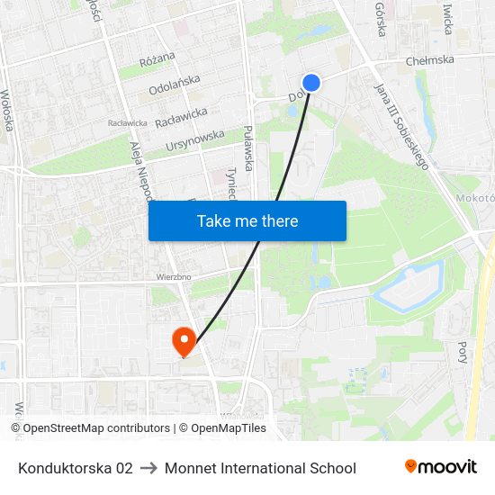 Konduktorska to Monnet International School map