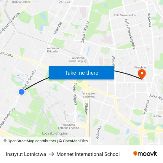 Instytut Lotnictwa to Monnet International School map