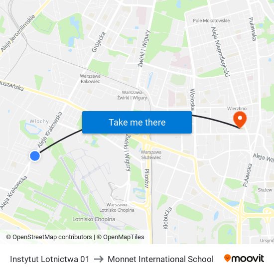 Instytut Lotnictwa to Monnet International School map