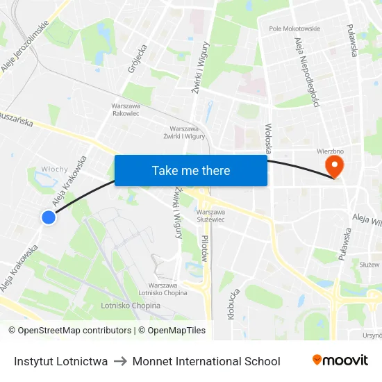 Instytut Lotnictwa to Monnet International School map