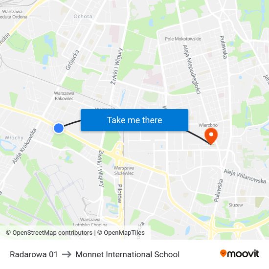 Radarowa to Monnet International School map