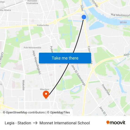 Legia - Stadion to Monnet International School map