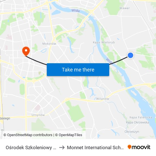 Ośrodek Szkoleniowy 01 to Monnet International School map