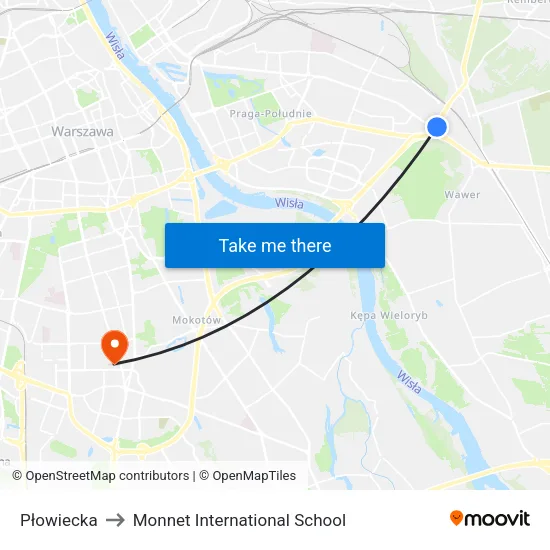Płowiecka to Monnet International School map
