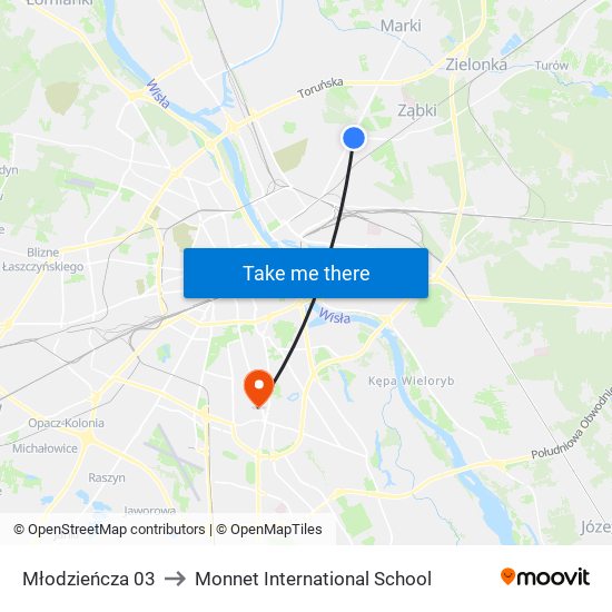 Młodzieńcza 03 to Monnet International School map