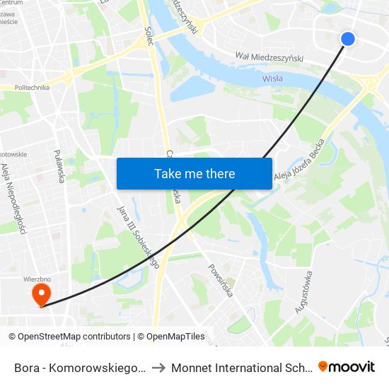 Bora - Komorowskiego 03 to Monnet International School map