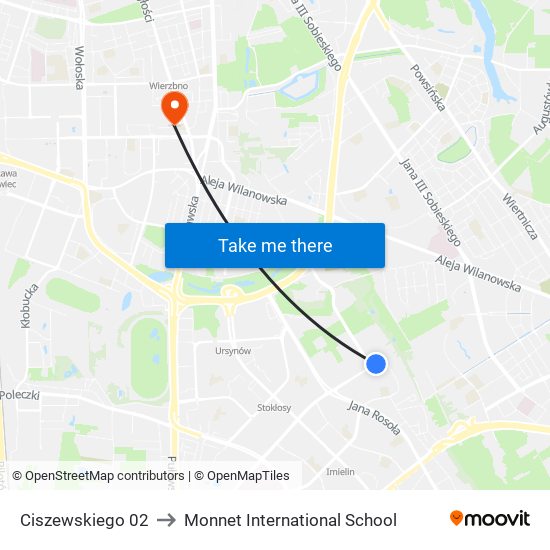 Ciszewskiego 02 to Monnet International School map