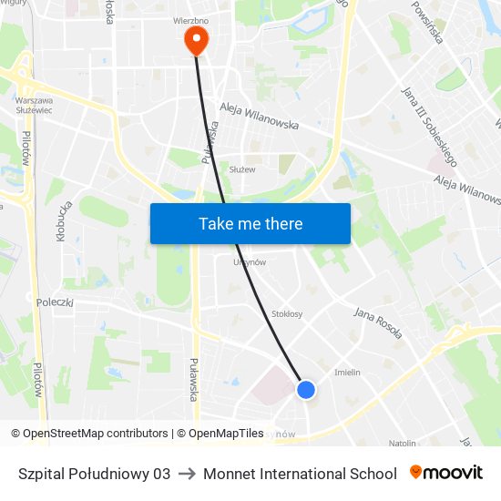 Szpital Południowy to Monnet International School map