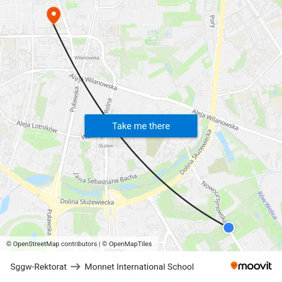 SGGW - Rektorat to Monnet International School map