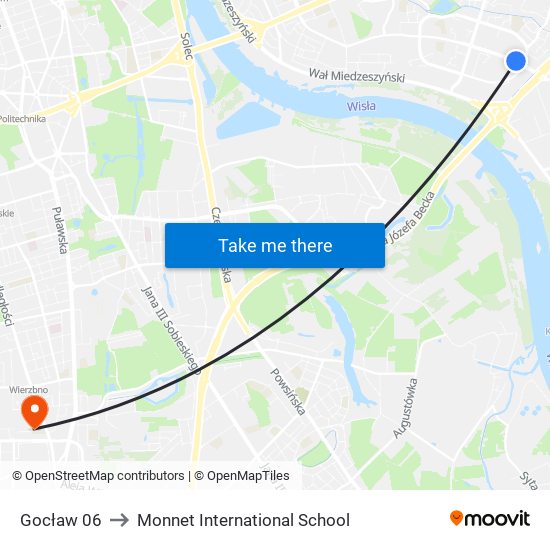 Gocław 06 to Monnet International School map