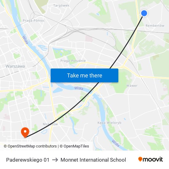 Paderewskiego 01 to Monnet International School map