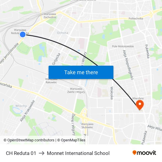 CH Reduta to Monnet International School map