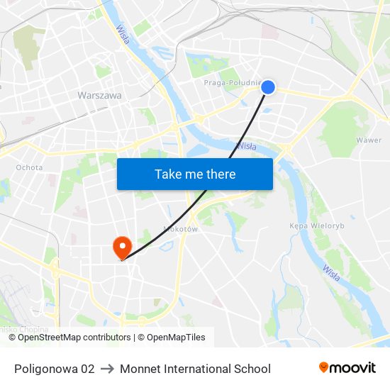 Poligonowa 02 to Monnet International School map