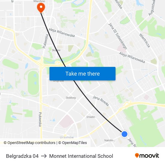 Belgradzka 04 to Monnet International School map