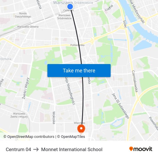 Centrum to Monnet International School map