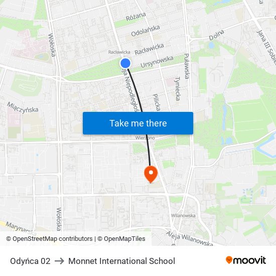 Odyńca 02 to Monnet International School map