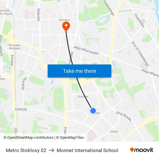 Metro Stokłosy 02 to Monnet International School map