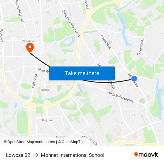 Łowcza 02 to Monnet International School map