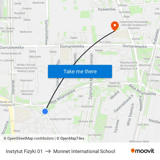 Instytut Fizyki 01 to Monnet International School map