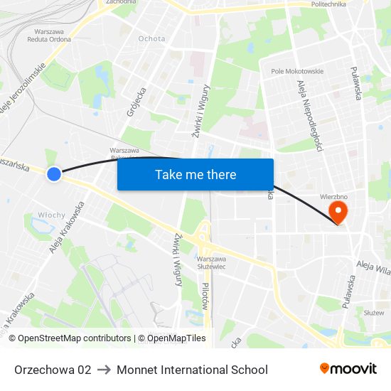 Orzechowa 02 to Monnet International School map
