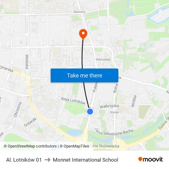 Al. Lotników 01 to Monnet International School map