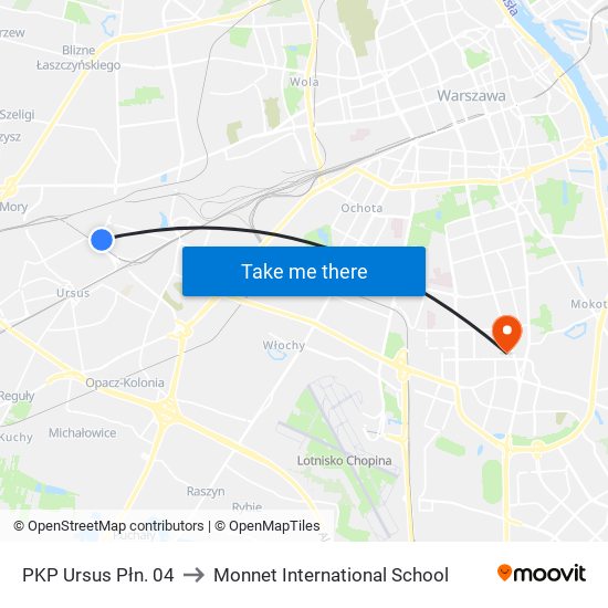 PKP Ursus Płn. 04 to Monnet International School map