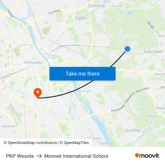 PKP Wesoła to Monnet International School map