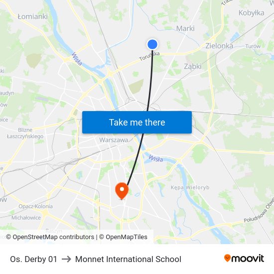 Os. Derby 01 to Monnet International School map