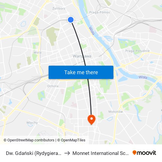 Dw. Gdański (Rydygiera) 01 to Monnet International School map