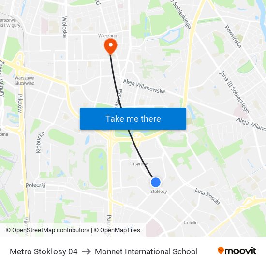 Metro Stokłosy 04 to Monnet International School map