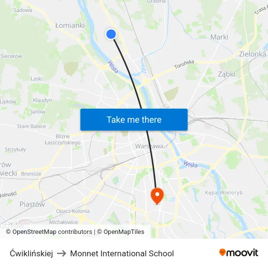 Ćwiklińskiej to Monnet International School map