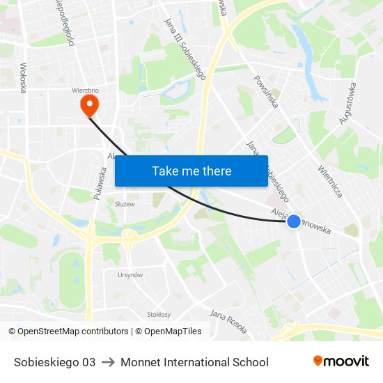 Sobieskiego 03 to Monnet International School map