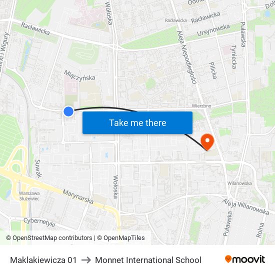 Maklakiewicza 01 to Monnet International School map