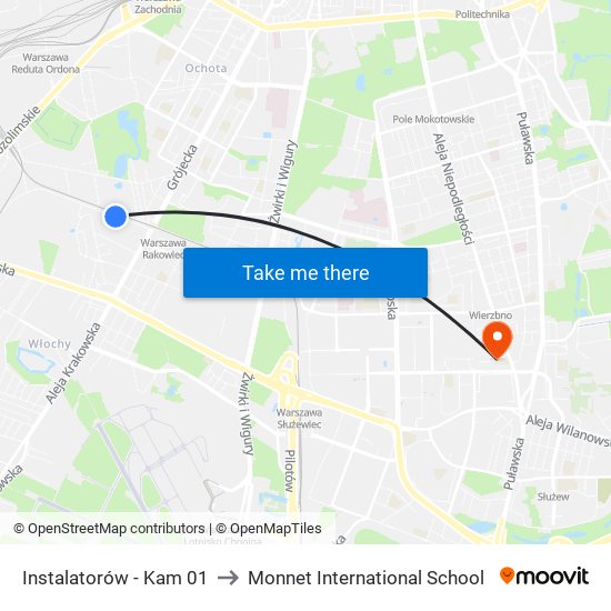 Instalatorów-Kam to Monnet International School map