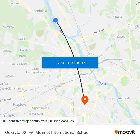 Odkryta 02 to Monnet International School map