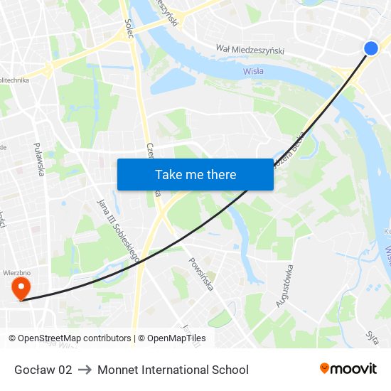 Gocław 02 to Monnet International School map