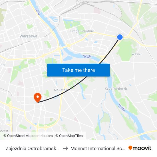 Zajezdnia Ostrobramska 01 to Monnet International School map