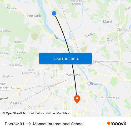 Poetów 01 to Monnet International School map