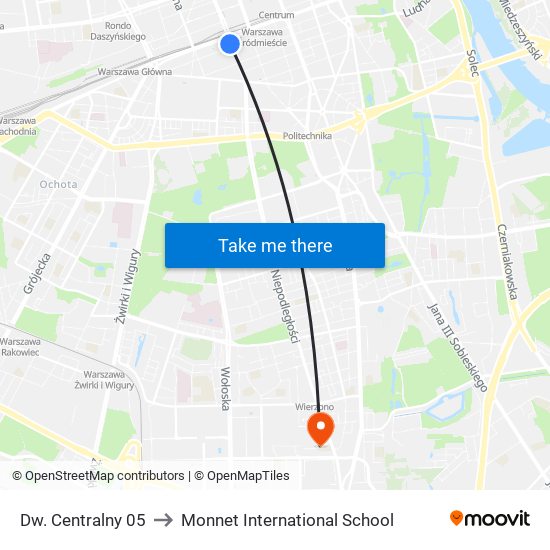 Dw. Centralny 05 to Monnet International School map