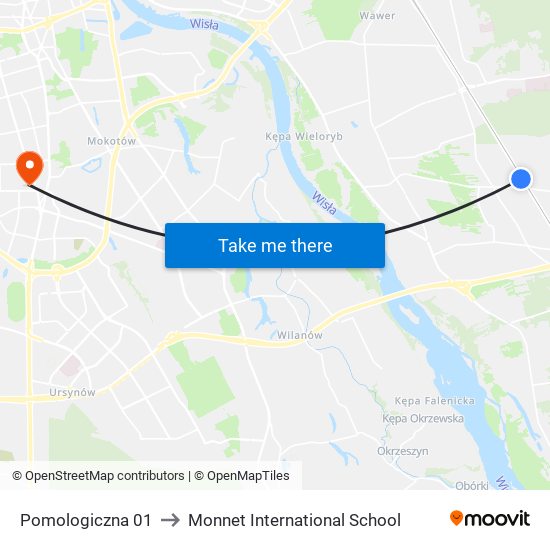 Pomologiczna 01 to Monnet International School map