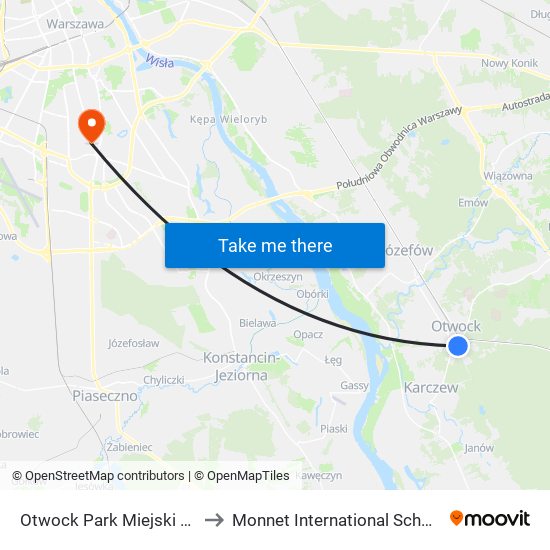 Otwock Park Miejski 01 to Monnet International School map