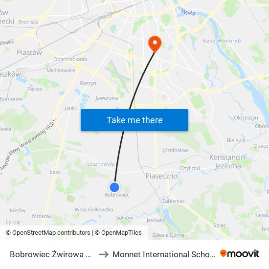 Bobrowiec Żwirowa 01 to Monnet International School map