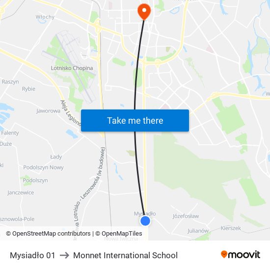 Mysiadło 01 to Monnet International School map