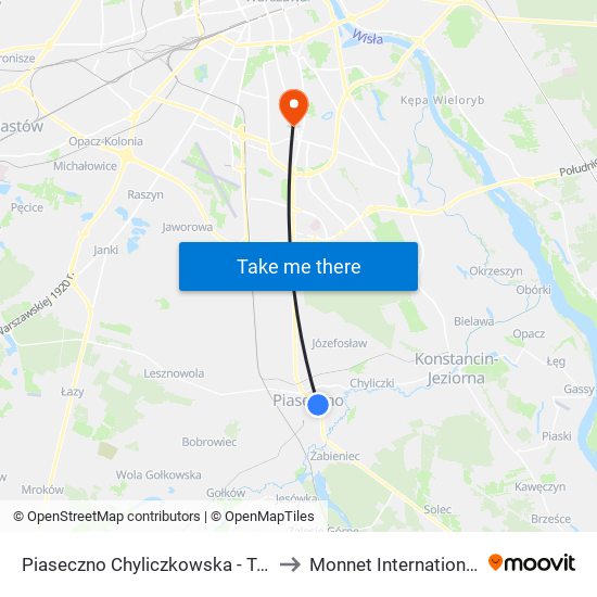 Piaseczno Chyliczkowska - Technikum 02 to Monnet International School map