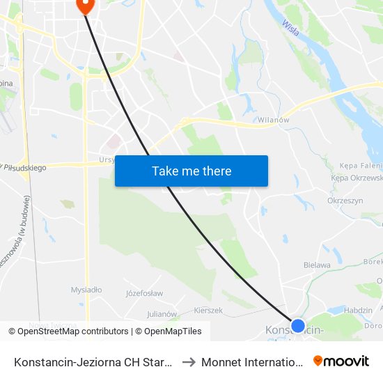 Konstancin-Jeziorna CH Stara Papiernia to Monnet International School map