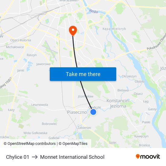 Chylice 01 to Monnet International School map