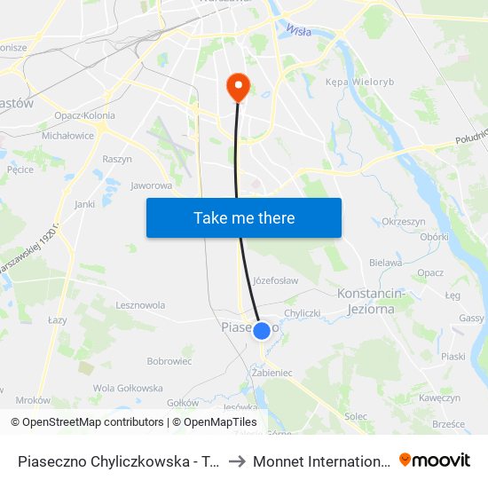 Piaseczno Chyliczkowska - Technikum 01 to Monnet International School map