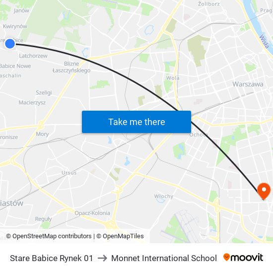 Stare Babice Rynek to Monnet International School map